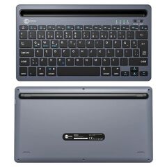 Lenovo Lecoo BK100 Bluetooth V3.0 Çoklu Cihaz Uyumlu Şarj Edilebilir Kablosuz Gri Türkçe Q Klavye