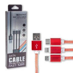 POWERMASTER MICRO USB/TYPE-C/LIGHTNING 2.1 AMPER METAL 1.2 METRE ŞARJ VE DATA KABLOSU