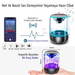 MAGICVOICE MV-24696 600 MAH TAŞINABİLİR RGB MİKROFONLU AUX/TF/BLUETOOTH 3 WATT HOPARLÖR SPEAKER (BEYAZ)