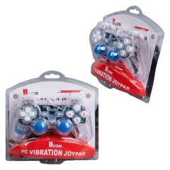 Powermaster UCOM-704 Kablolu Double Shock Joypad Oyun Kolu Gamepad Şeffaf Işıklı