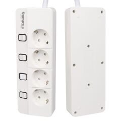 Yamatik X-MAN-104 A-CLASS 4'lü Ayrı Anahtarlı 2 Metre Akım Korumalı Grup Priz 1400 Joule