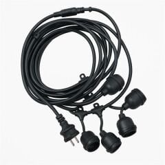 Ledx KB00001 5'li E27 Duy Sıralı 5 Metre Lamba Kablosu (5 Adet Duy İçerir)