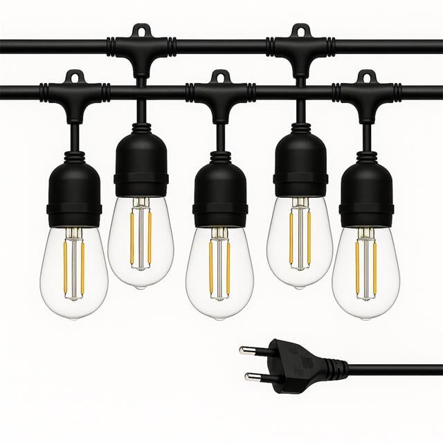 Ledx KB00001 5'li E27 Duy Sıralı 5 Metre Lamba Kablosu (5 Adet Duy İçerir)