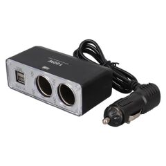 Olesson 1647 12-24V Çift USB Girişli 100W 70cm Kablolu 2'li Araç Çakmak Çoklayıcı