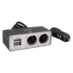 Olesson 1647 12-24V Çift USB Girişli 100W 70cm Kablolu 2'li Araç Çakmak Çoklayıcı