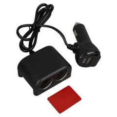 Olesson 1641 12-24V Tek USB Girişli 120W 80cm Kablolu Dijital Voltaj Ekranlı 2'li Araç Çakmak Çoklayıcı