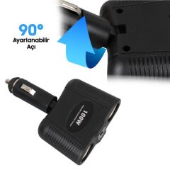 Olesson 1646 12-24V Tek USB Girişli 100W Çiftli Araç Çakmak Çoklayıcı