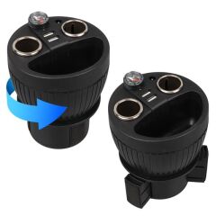 Olesson 1640 12-24V Çift USB Girişli 120W 80cm Kablolu Dijital Voltaj Ekranlı 2'li Araç Çakmak Çoklayıcı