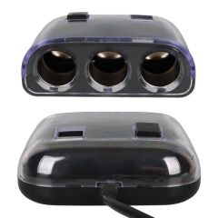 Olesson 1505 12-24V Çift USB Girişli 120W 80cm Kablolu 3'LÜ Araç Çakmak Çoklayıcı