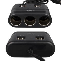 Olesson 1678 12-24V 4 USB Girişli 120W 80cm Kablolu 3'lü Araç Çakmak Çoklayıcı