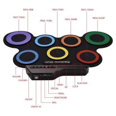 Magicvoice G3002R 7 Ped Gökkuşağı Renkli Elektronik Roll Up Davul Kiti