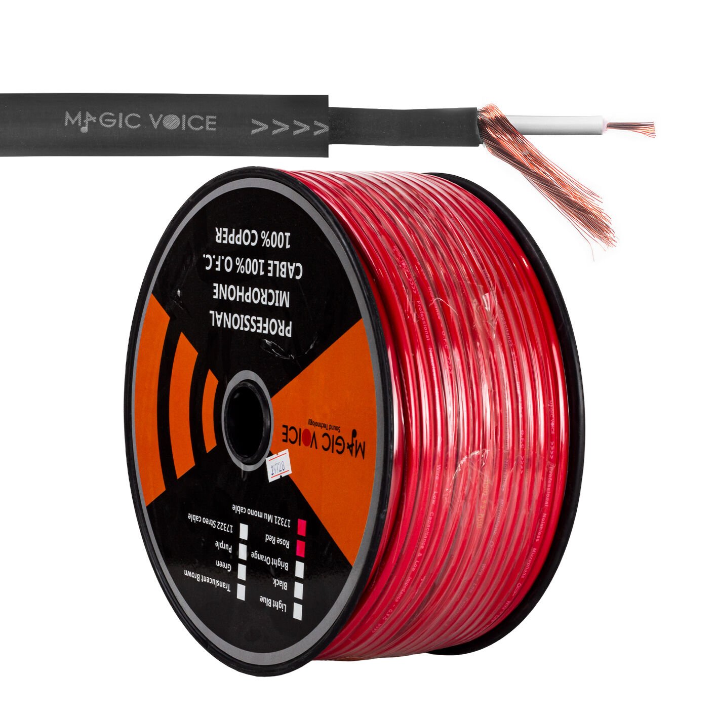 MAGICVOICE MİKROFON KABLOSU MONO 1.KALİTE 100 METRE KIRMIZI