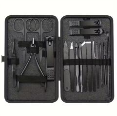 Sunup SN-27099 Siyah Paslanmaz Çelik 18in1 Profesyonel Manikür Tırnak Bakım Seti