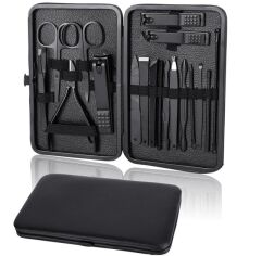 Sunup SN-27099 Siyah Paslanmaz Çelik 18in1 Profesyonel Manikür Tırnak Bakım Seti