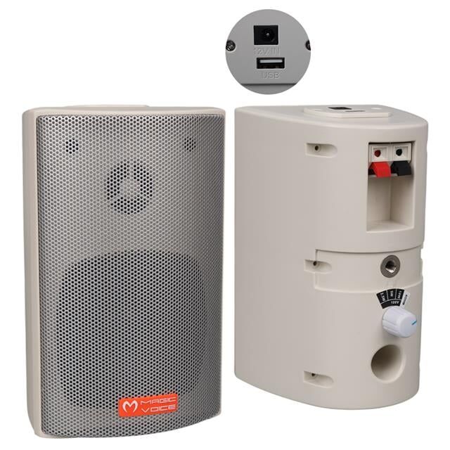 MagicVoice MV-16 7.5 CM 30 Watt Komütatörlü Hat Trafolu Beyaz Sütun Hoparlör (2'li Takım)