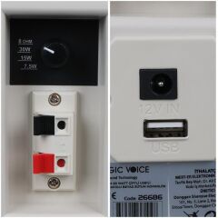 MagicVoice MV-03 16 CM 60 Watt Komütatörlü Hat Trafolu Beyaz Sütun Hoparlör (2'li Takım)