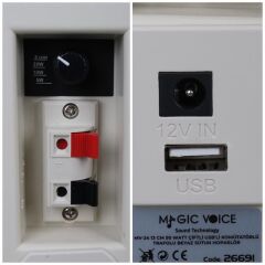 MagicVoice MV-24 13 CM 50 Watt Komütatörlü Hat Trafolu Krem Beyaz Sütun Hoparlör (2'li Takım)