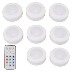 PowerMaster PM-27186 Led Mobilya Merdiven Pilli Aydınlatma 3M Yapışkanlı Kumandalı RGB + 4000K (8'li Paket)