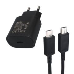 Weko WK-27877 Note10 Siyah 25 Watt Şarj Başlık Adaptörü + Type-C To Type-C Kablo