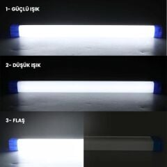 PowerMaster T530 32cm 40W Çubuk Portatif LED Işıldak Şarjlı Tüp Lamba 1200mAh