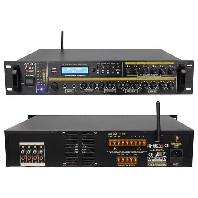 MagicVoice MV-26490 250 Watt USB/MP3/Bluetooth 6 Bölgeli Hat Trafolu Mixer Amfi