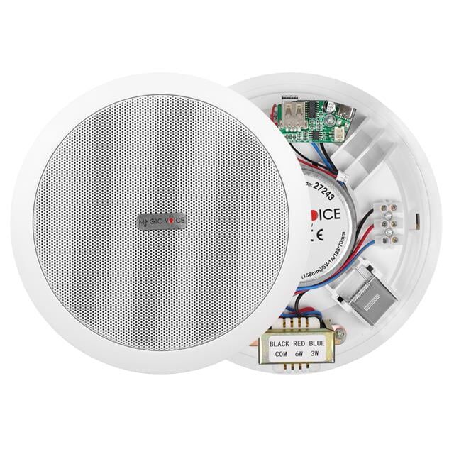 MagicVoice TPI-351 6'' (16 CM) Hat Trafolu Alçıpan/Asma Tavan Tipi Hoparlör (6W RMS - MP3 USB Uyumlu) - Beyaz