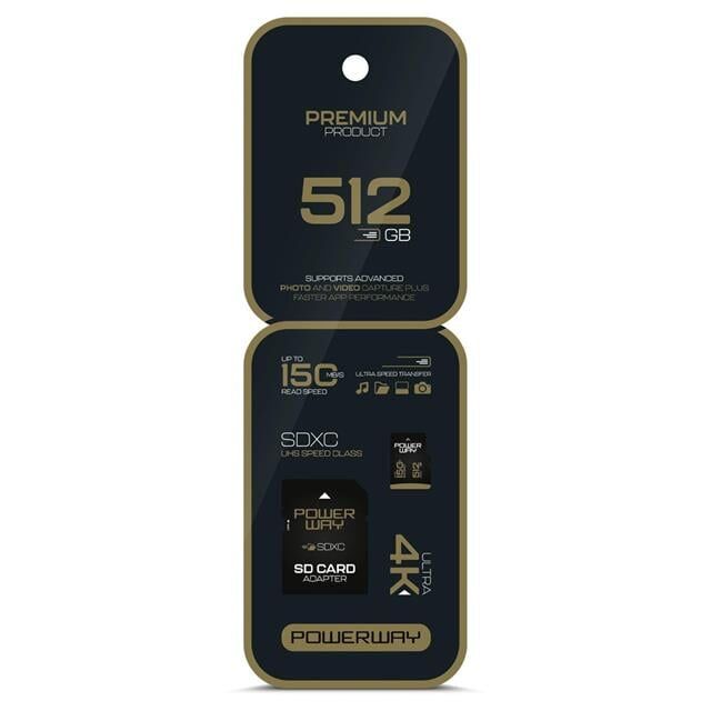 Powerway Premium 512 GB 150MB/S Ultra Hızlı 4K Destekli SDXC Hafıza Kartı