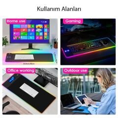 PowerMaster PM-25115 XL RGB Gaming Mouse Pad Wireless Telefon Şarj Destekli 14 Modlu