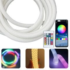 PowerMaster PM-26417 Animasyonlu Bluetooth Neon RGB Kumaş Örgülü Hortum Led 5 Metre 201 Modlu