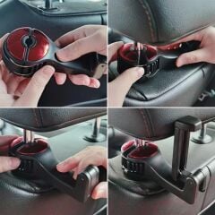 PowerMaster PM-20941 Araç Koltuk Arkası Kanca Askılık- Telefon Tutucu (Teleskopik)