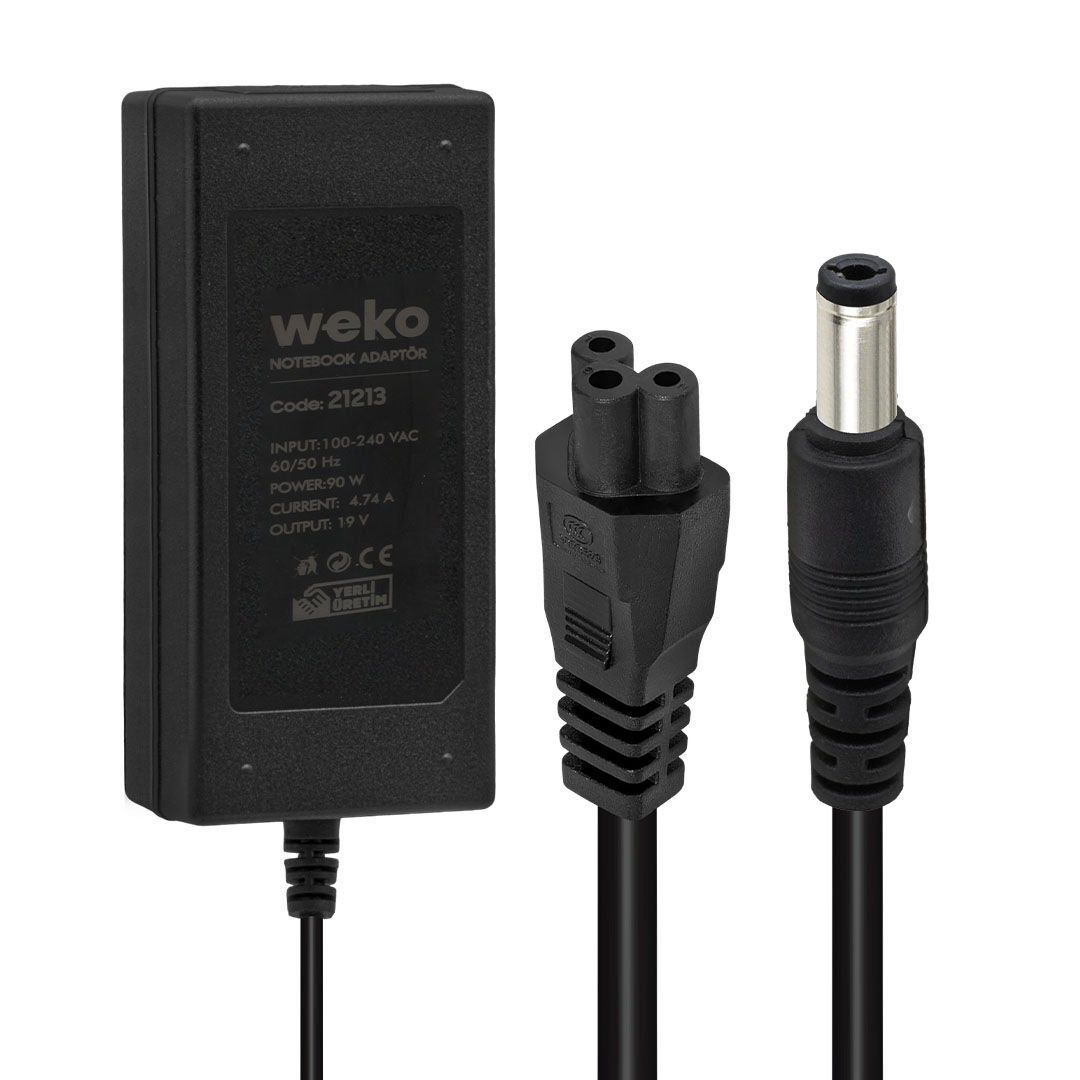 WEKO 19 VOLT - 4.74 AMPER - 90 WATT 5.5*2.5 UÇLU YERLİ ÜRETİM NOTEBOOK ADAPTÖR